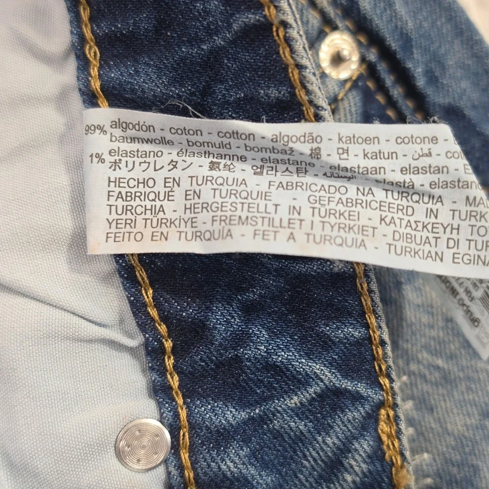 Zara Jeans Men's 36x30 Med Wash Destroyed Patched Tapered Leg Stretch Denim